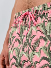 BOSS Pink Pike Printed Logo Swim Shorts - Image 4 of 5