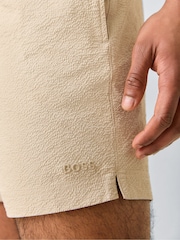BOSS Cream Relax Logo Swim Shorts - Image 5 of 6