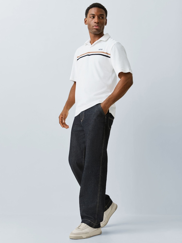 BOSS White Iconic Towelling Logo Polo Shirt - Image 2 of 5
