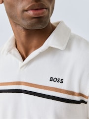 BOSS White Iconic Towelling Logo Polo Shirt - Image 4 of 5