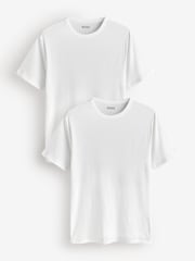 BOSS White Ribbed Regular Fit Logo T-Shirts 2 Pack - Image 1 of 3