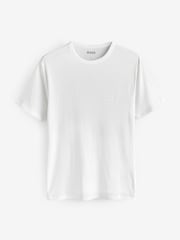 BOSS White Ribbed Regular Fit Logo T-Shirts 2 Pack - Image 2 of 3