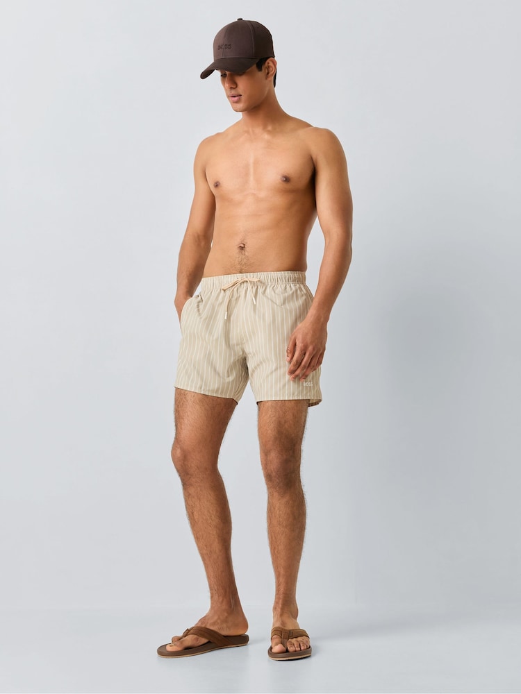BOSS Cream Sunfish Printed Logo Swim Shorts - Image 2 of 6