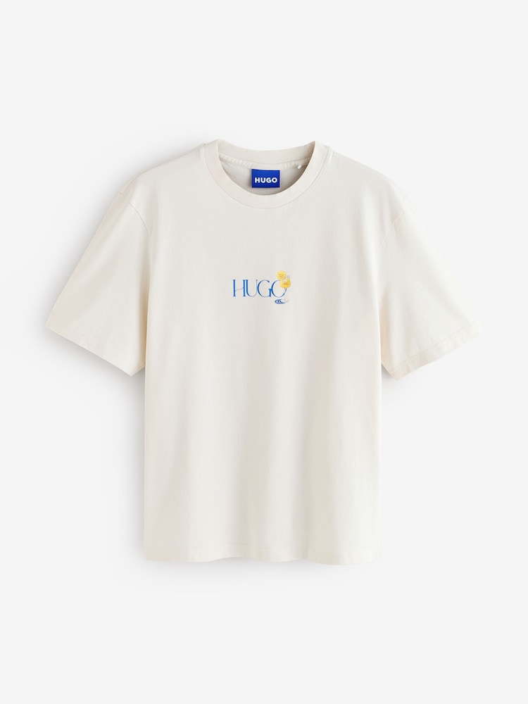 HUGO White Nulaxo Oversize Graphic T-Shirt - Image 1 of 1