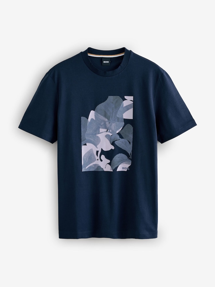 BOSS Blue Thompson Regular-Fit Logo T-Shirt - Image 1 of 1