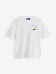 HUGO White Nulaxo Oversize Graphic T-Shirt - Image 1 of 1