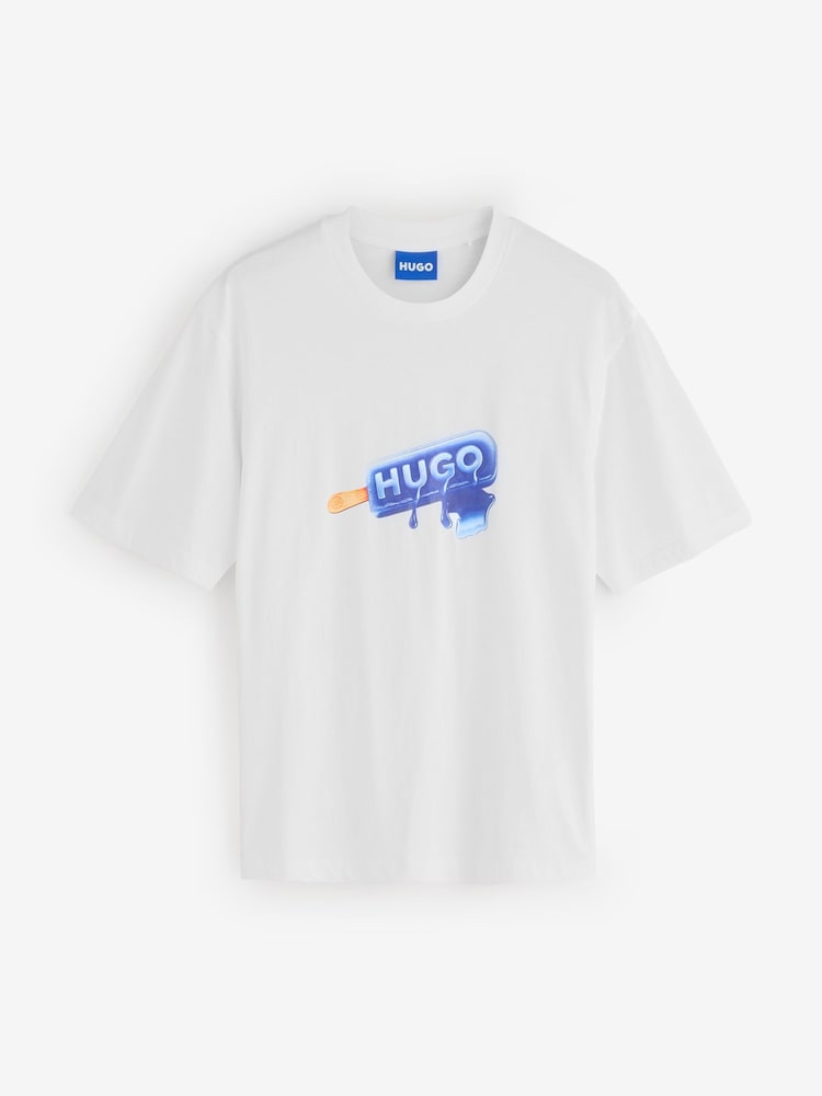 HUGO White Noglasy Oversized Graphic T-Shirt - Image 1 of 1 HUGO White Noglasy Oversized Graphic T-Shirt - Image 1 of 1