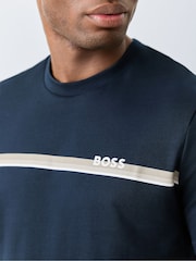 BOSS Blue Authentic Logo Stripe T-Shirt - Image 4 of 5
