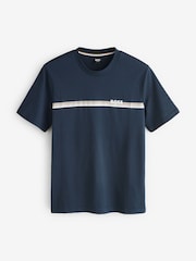 BOSS Blue Authentic Logo Stripe T-Shirt - Image 5 of 5