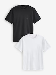 BOSS Black Ribbed Regular Fit Logo T-Shirts 2 Pack - Image 1 of 3