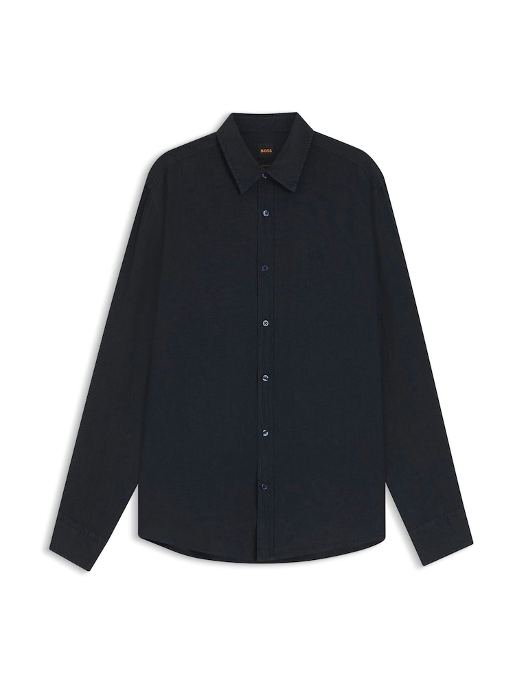 BOSS Blue Relegant Regular Fit 100% Linen Shirt - Image 5 of 5