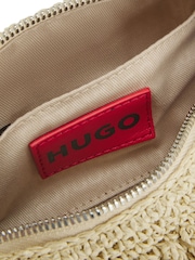 HUGO Natural Zeya Raffia Stacked Logo Slouch Shoulder Bag - Image 2 of 2