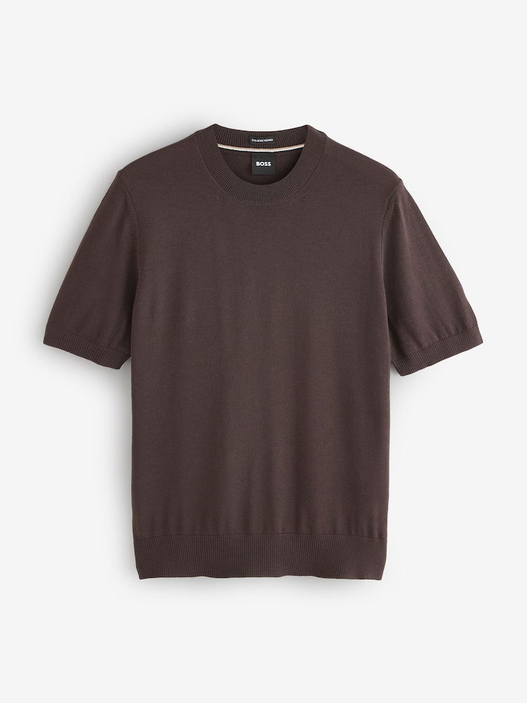 BOSS Brown Umauro Knitted T-Shirt - Image 5 of 5