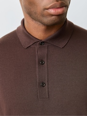 BOSS Brown Nolano Regular Fit Knitted Polo Shirt - Image 4 of 6