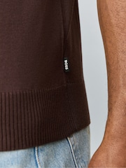 BOSS Brown Nolano Regular Fit Knitted Polo Shirt - Image 5 of 6