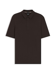BOSS Brown Nolano Regular Fit Knitted Polo Shirt - Image 6 of 6