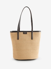 BOSS White Jala Raffia Shopper Tote Bag - Image 1 of 1