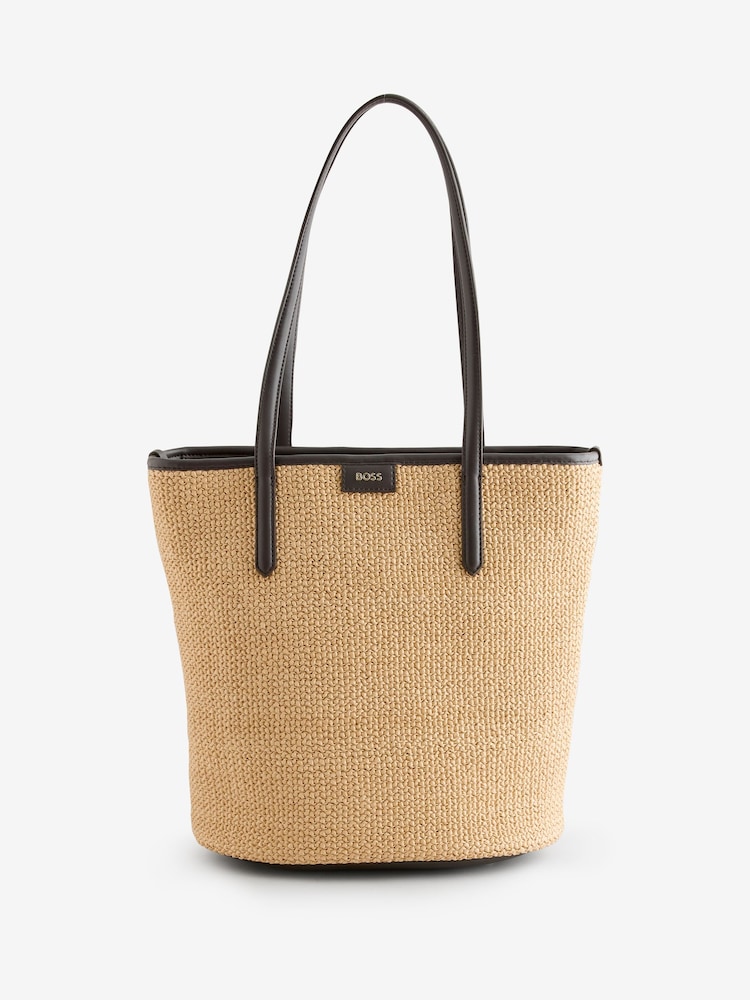 BOSS White Jala Raffia Shopper Tote Bag - Image 1 of 1