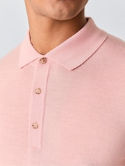 BOSS Pink Nolano Regular Fit Knitted Polo Shirt - Image 3 of 5