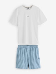 BOSS Blue Regular Fit Logo Pyjamas Set - Image 4 of 6