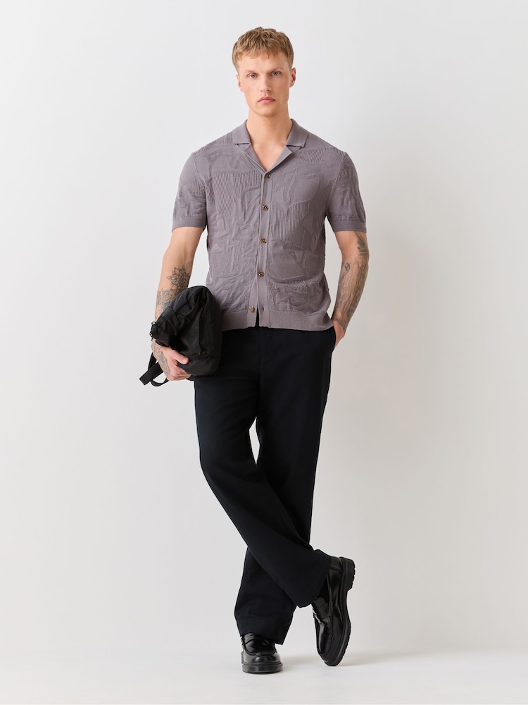 BOSS Purple Noy Regular Fit Pattern Knitted Shirt - Image 2 of 5