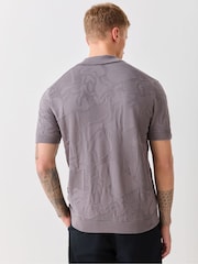 BOSS Purple Noy Regular Fit Pattern Knitted Shirt - Image 3 of 5