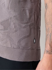 BOSS Purple Noy Regular Fit Pattern Knitted Shirt - Image 4 of 5