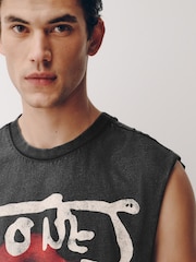 Pilkos spalvos „Rolling Stones“ - Plovinta marškinėlių palaidinė su grafiniu raštu - 4 paveikslėlis iš 7