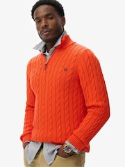 Superdry Orange Classic Cable Half-Zip Jumper - Image 2 of 6