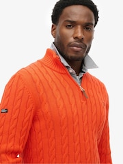 Superdry Orange Classic Cable Half-Zip Jumper - Image 3 of 6
