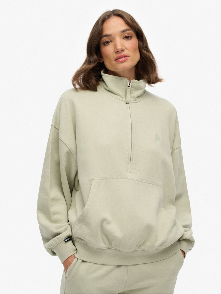 Superdry Green Studios Half Zip Sweatshirt - Image 1 of 6 Superdry Green Studios Half Zip Sweatshirt - Image 1 of 6