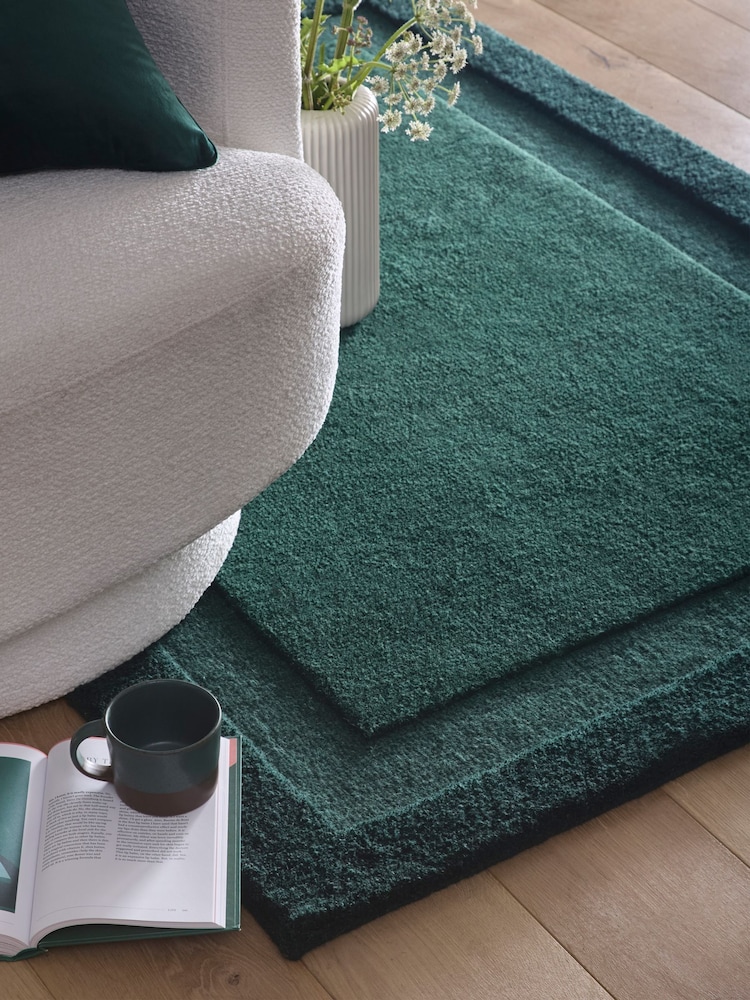 Origin Rugs Dark Green Stacked Border Rug - Image 2 of 5 Origin Rugs Dark Green Stacked Border Rug - Image 2 of 5