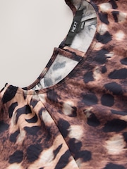 Animal Print Puff Sleeve Midi Dress - Image 6 of 7