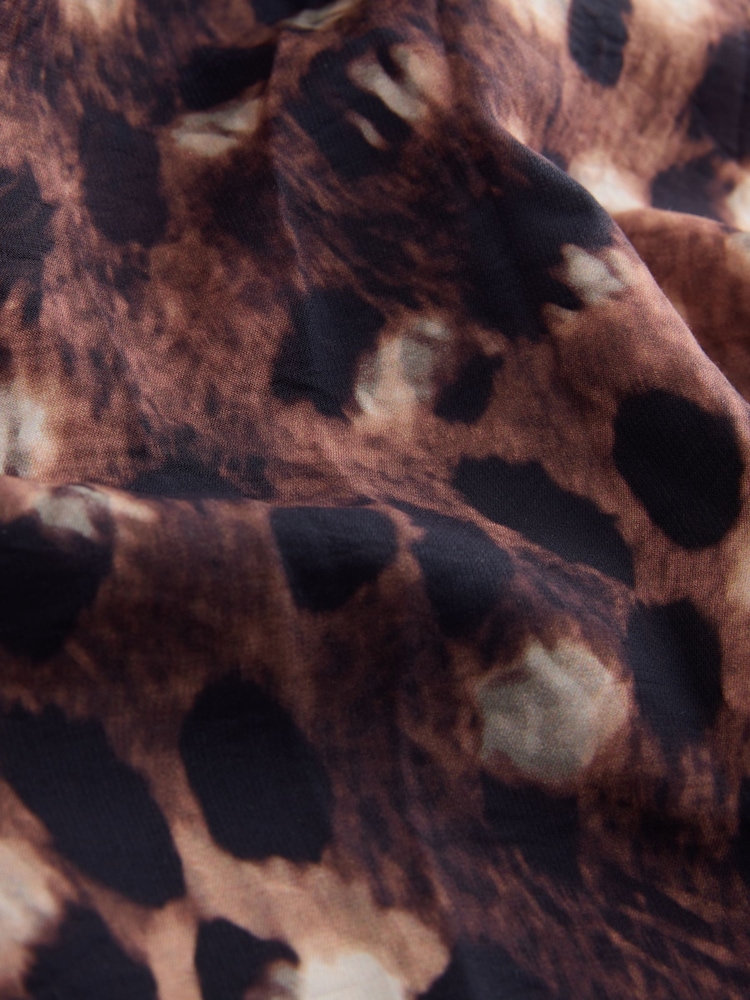 Animal Print Puff Sleeve Midi Dress - Image 7 of 7