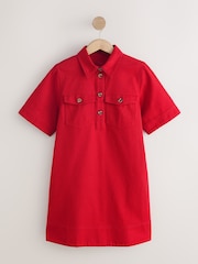 Red Overhead Twill Shirt Dress - Image 5 of 7
