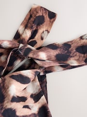 smeđi Animal Print - Midi haljina s uvijenim izrezom na halteru - Slika 8 od 9