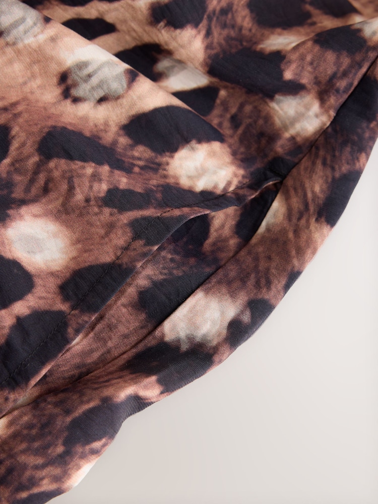 smeđi Animal Print - Midi haljina s uvijenim izrezom na halteru - Slika 9 od 9 smeđi Animal Print - Midi haljina s uvijenim izrezom na halteru - Slika 9 od 9