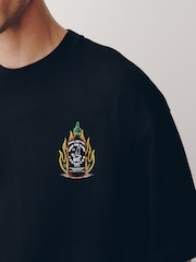 Black Heavyweight Sriracha Graphic Relaxed Fit T-Shirt - Image 4 of 8