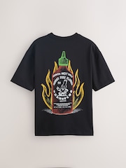 Black Heavyweight Sriracha Graphic Relaxed Fit T-Shirt - Image 6 of 8