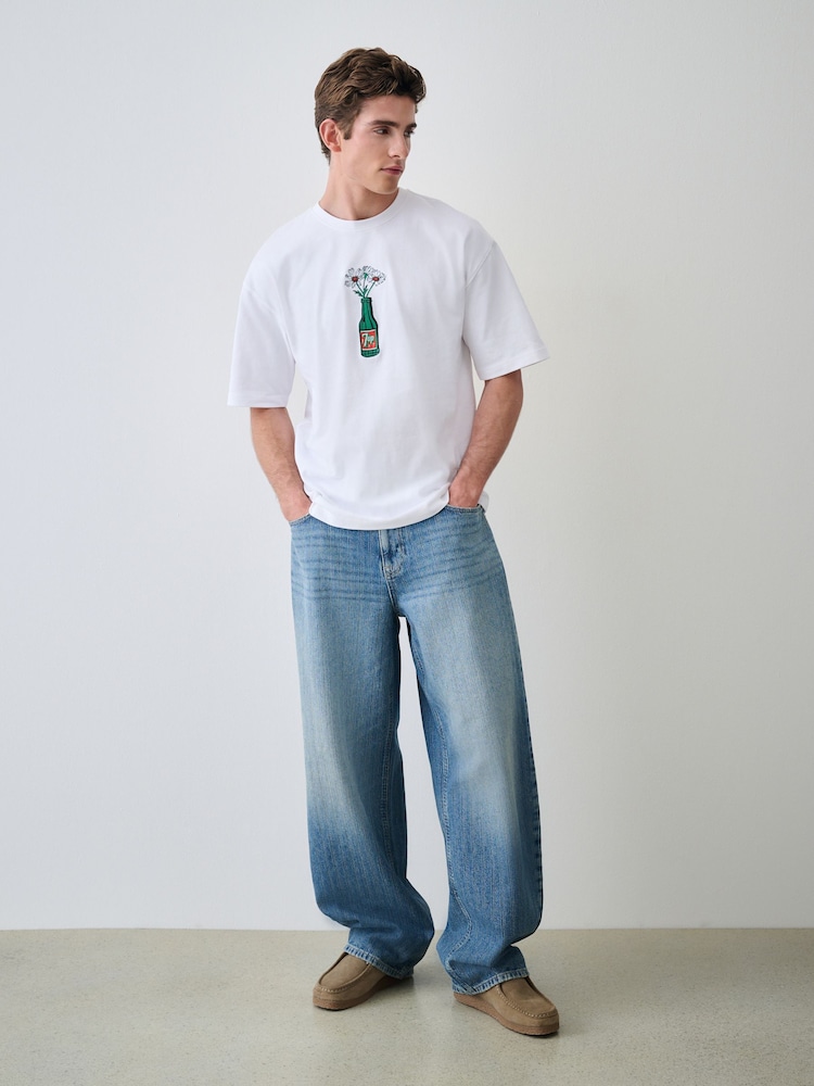 White 7Up Flower Graphic Relaxed Fit T-Shirt - Image 2 of 10