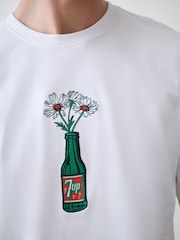White 7Up Flower Graphic Relaxed Fit T-Shirt - Image 5 of 10