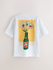 White 7Up Flower Graphic Relaxed Fit T-Shirt - Image 7 of 10