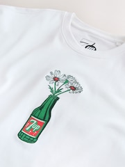 White 7Up Flower Graphic Relaxed Fit T-Shirt - Image 8 of 10