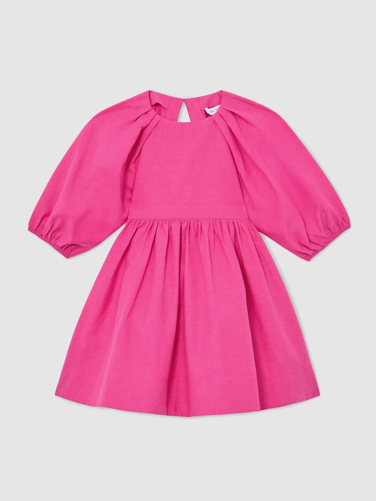 Reiss Mandy Puff-Sleeve Cut-Out Back Dress - Imaginea 2 din 5