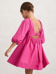 Reiss Mandy Puff-Sleeve Cut-Out Back Dress - Imaginea 3 din 5