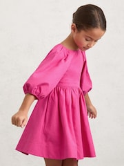 Reiss Pink Mandy Puff-Sleeve Cut-Out Back Dress - Image 3 of 5