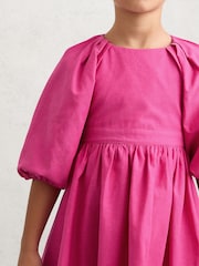 Reiss Pink Mandy Puff-Sleeve Cut-Out Back Dress - Image 4 of 5