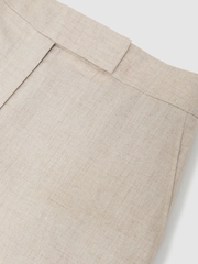 Reiss Neutral Kit Petite Linen Wide-Leg Suit Trousers - Image 8 of 9
