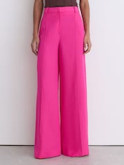 Reiss Pink Charli Wide-Leg Pintuck Trousers with Linen - Image 3 of 7