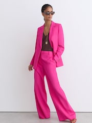 Reiss Pink Charli Wide-Leg Pintuck Trousers with Linen - Image 5 of 7